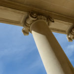 Pillars of Law and Justice with Blue Sky